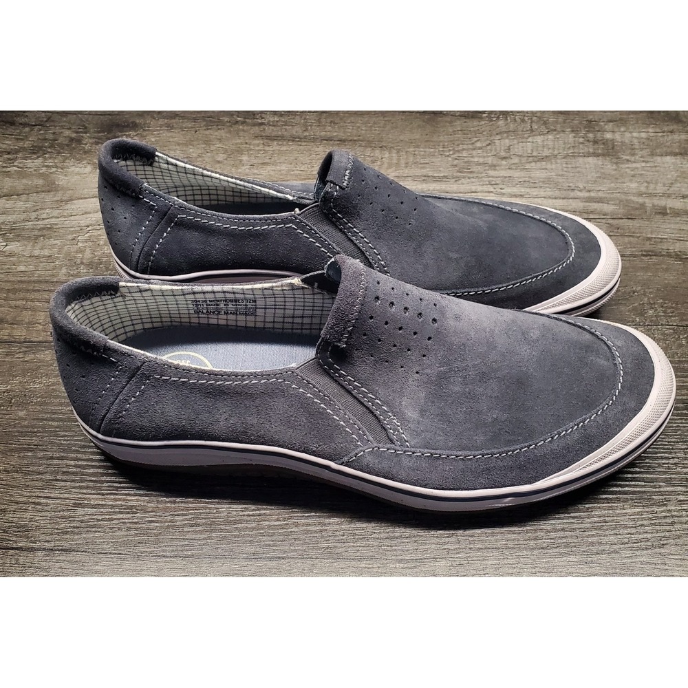 Clarks Mens 12M Crew Boat Loafers Slip On Suede Lounge Shoes Gray/Blue NEW